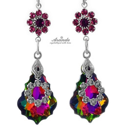 Piękne Kolczyki Kryształy Crystals Vitrail Orchidea