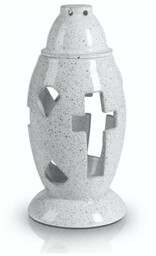 Nagrobkowy lampion biały marmur >>> znicz ceramiczny Polnix