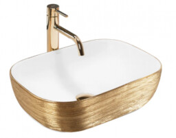 REA-U7422 Umywalka nablatowa Belinda Gold Brush/White