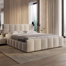 Łóżko tapicerowane SF1077P 160x200 Welur Ciemny beż #6