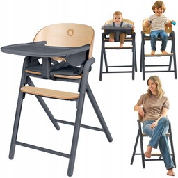 Krzesełko do karmienia drewniane 3w1 dla dzieci wielofuncyjne