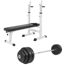 Ławka do wyciskania 3w1 biała + sztanga winylowa