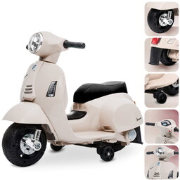 Jeździk dla dziecka na akumulator skuter Vespa ecru