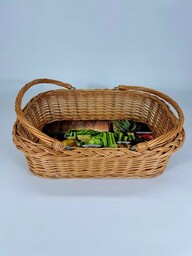 Taca wiklinowa do serwowania z ruchomymi rączkami oklejana
