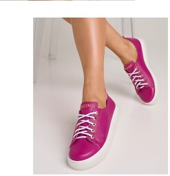 Pakamera Sneakersyi skórzane fuksja (6640)