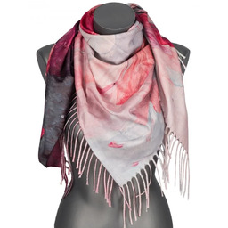 Chusta damska przejściowa KWIATEK na prezent z frędzlami