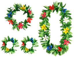 Zestaw - komplet hawajski zielony - 4 częściowy