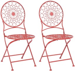 Beliani Zestaw 2 krzesła ogrodowe składane czerwone