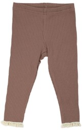 Dziewczęce legginsy prążkowane z koronką brązowe Nicol,r.56