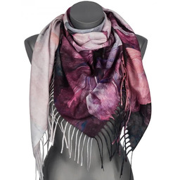 Chusta damska przejściowa KWIATEK na prezent z frędzlami