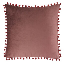 Domarex Poszewka z pomponami 40x40 bordowa welurowa dekoracyjna