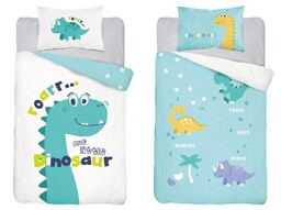 Detexpol Pościel bawełniana 90x120 dinozaur turkusowa 3953 A