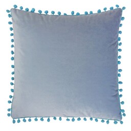 Domarex Poszewka z pomponami 40x40 niebieska welurowa dekoracyjna