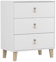 Komoda Figo 3S biała 3 szuflady, drewniane nogi,