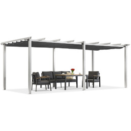 Pergola tarasowa Barbados 3x6 m Garden Point biało-antracytowa