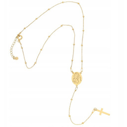 Złoty Naszyjnik Różaniec z Krzyżykiem Celebrytka Srebro 925