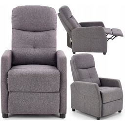 Fotel Wypoczynkowy Rozkładany Szary Popiel Tapicerowany Relax