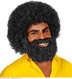 Peruka Czarne Afro Z Brodą