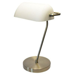 Lampka gabinetowa E27 BANKER mosiądz/biały Nilsen