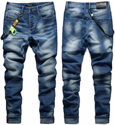 Spodnie jeansowe męskie niebieskie slim Recea