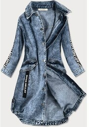 Luźna damska jeansowa kurtka/narzutka niebieska (c101)