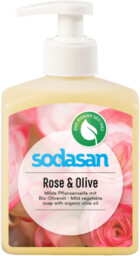 Mydło różano-oliwkowe, z dozownikiem, Sodasan, 300 ml