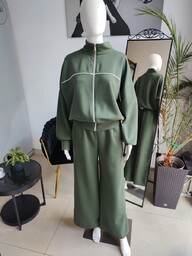 Masełkowy dres z rozpinaną bluzą - zielony One
