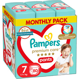 Pampers Premium Care Pieluchomajtki, rozmiar 7, 80 szt,