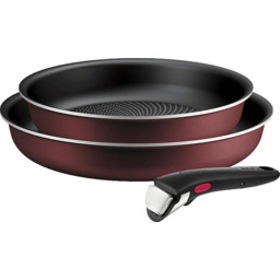 Zestaw patelni TEFAL L7248553 Bordowo-czarny