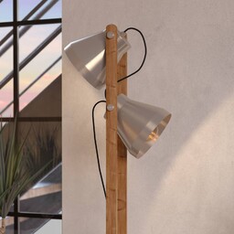 EGLO Lampa stojąca Cawton, ciemne drewno, salon /