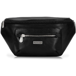 Męska torebka nerka z ekoskóry z błyszczącym suwakiem