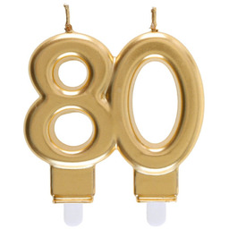 Świeczka na 80-tkę złota - 7,5 cm -