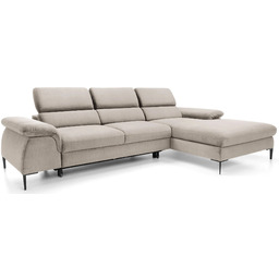 Edinos Premium Beżowa kanapa narożna z regulowanymi zagłówkami