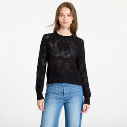 LEVIS CZARNY AŻUROWY SWETER Z BAWEŁNY Z OKRĄGŁYM