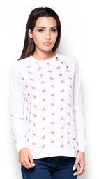 Bluza z Wzorzystym Przodem we Flamingi