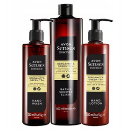 AVON Senses zestaw Essence bergamotka Green tea ELIKSIR,0MYDŁO,KREM