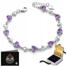 Bransoletka Srebrna 925 Ametystowa Celebrytka Prezent Dla Niej