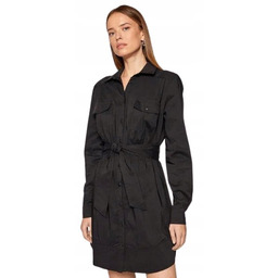 Guess Czarna Sukienka Koszulowa z Paskiem Przed Kolano