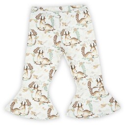 Dziewczęce legginsy dzwony z motywem leśnym kremowe Nicol,r.74
