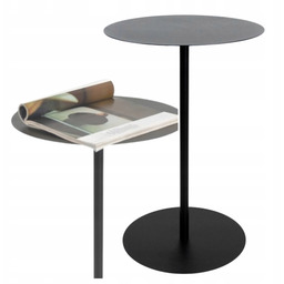 Stolik Kawowy Okrągły Nocny Mały Boczny Czarny Metalowy