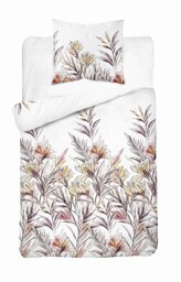 Detexpol Pościel bawełniana biała z tropikalnymi kwiatami