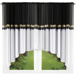 Firana Gotowa Z Woalu I Czarnej Gipiury Złote