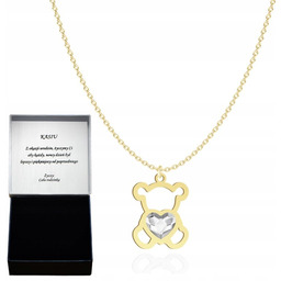 Pozłacany Naszyjnik z sercem MIŚ DEDYKACJA GRATIS