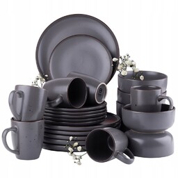 Komplet Obiadowy Serwis Kawowy Talerze Kubki 24 El.