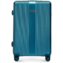 Średnia walizka z polikarbonu w tłoczenia niebieska