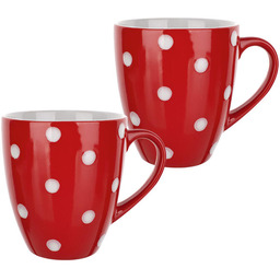 Banquet Zestaw ceramicznych kubków KROPKI czerwony 400 ml