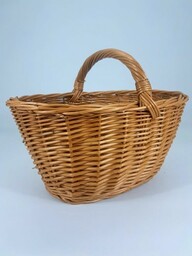 Kosz wiklinowy jasny na zakupy na grzyby 45x32x34