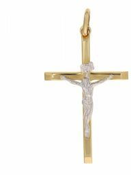 KRZYŻYK ZŁOTY DWUKOLOROWY ZŁOTO ŻÓŁTE I BIAŁE KR.00015