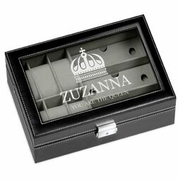 Szkatułka czarna na zegarki i okulary z grawerem