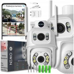 Zewnętrzna Kamera Ip Wifi Obrotowa Podwójna Dwa Obiektywy